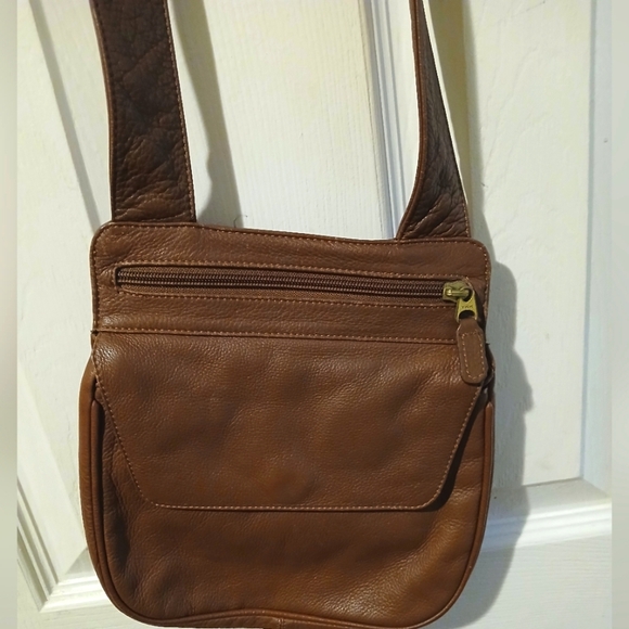 Genuine Leather TravelSmith Adventure Gear Brown Crossbody Purse Bag